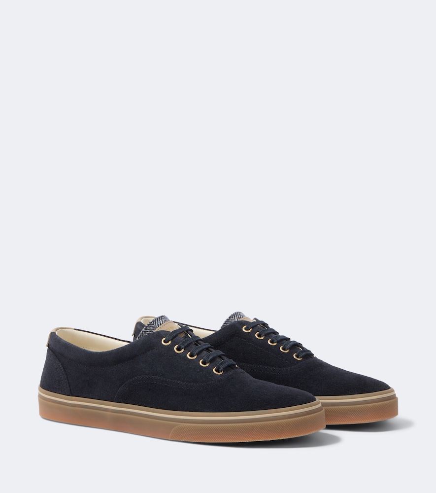 Brunello Cucinelli Men's Blue Leather-Trimmed Suede Sneakers UK Size 8 - Mytheresa