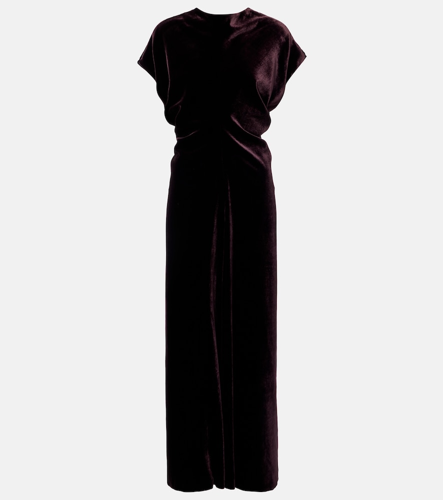 Gerafftes Midikleid aus Samt