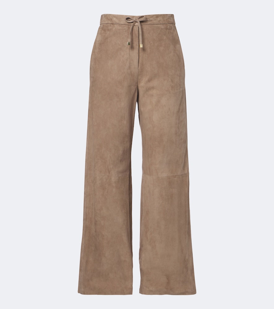 Weite Hose aus Veloursleder