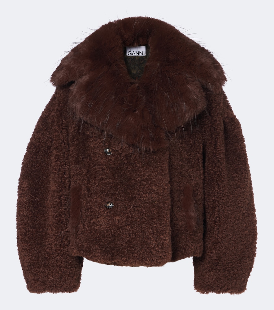 Ganni Women's Jacket In Alternative Shearling - Chocolate Brown Size 32 - Image 2