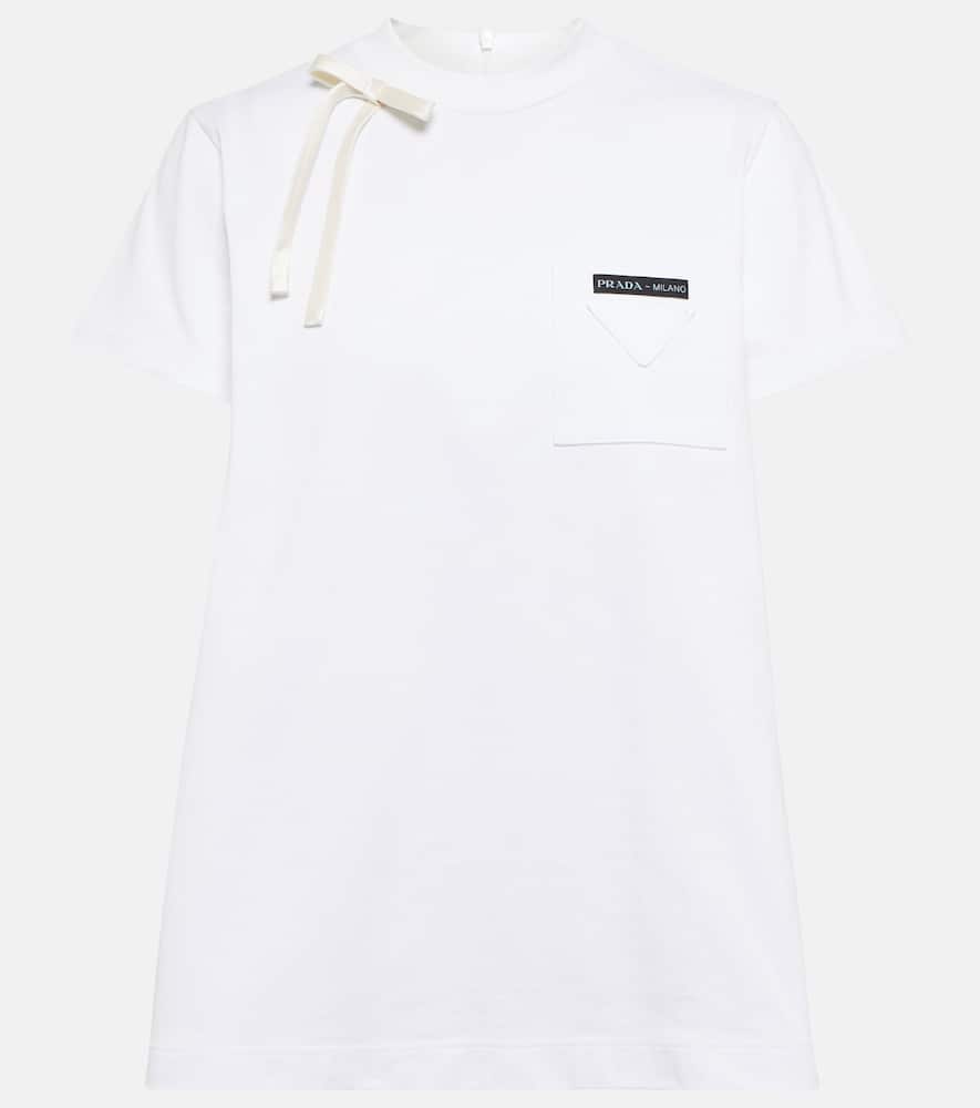 Click to view more detailed imagery on our partner's website Prada Women's Embellished Cotton-jersey T-shirt In White