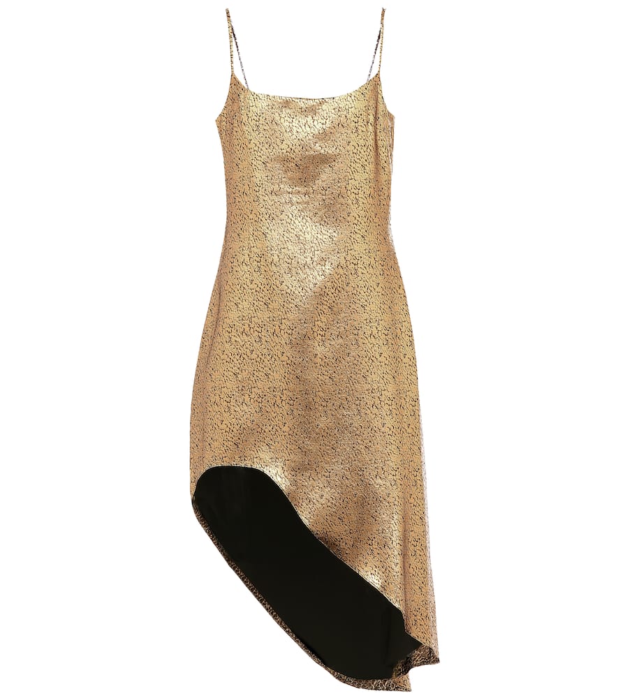 Halpern Asymmetric lamé minidress
