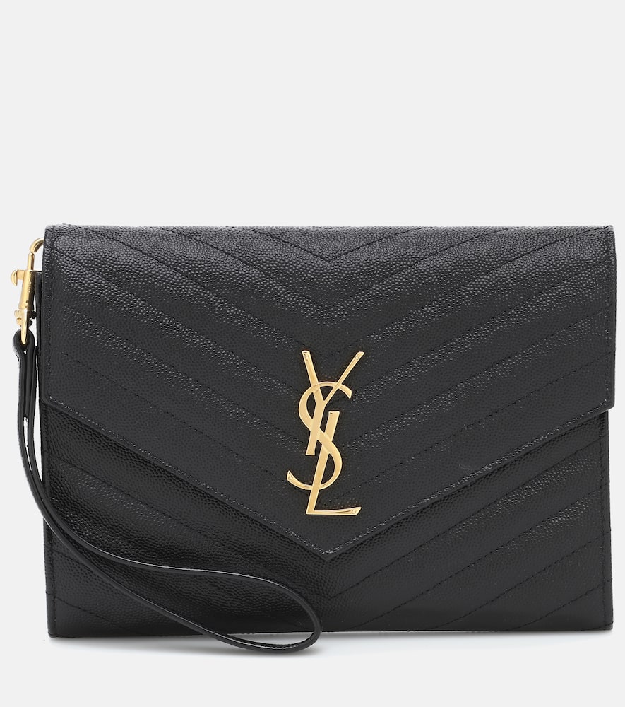 Shop Saint Laurent Cassandre Matelassé Leather Clutch In Noir