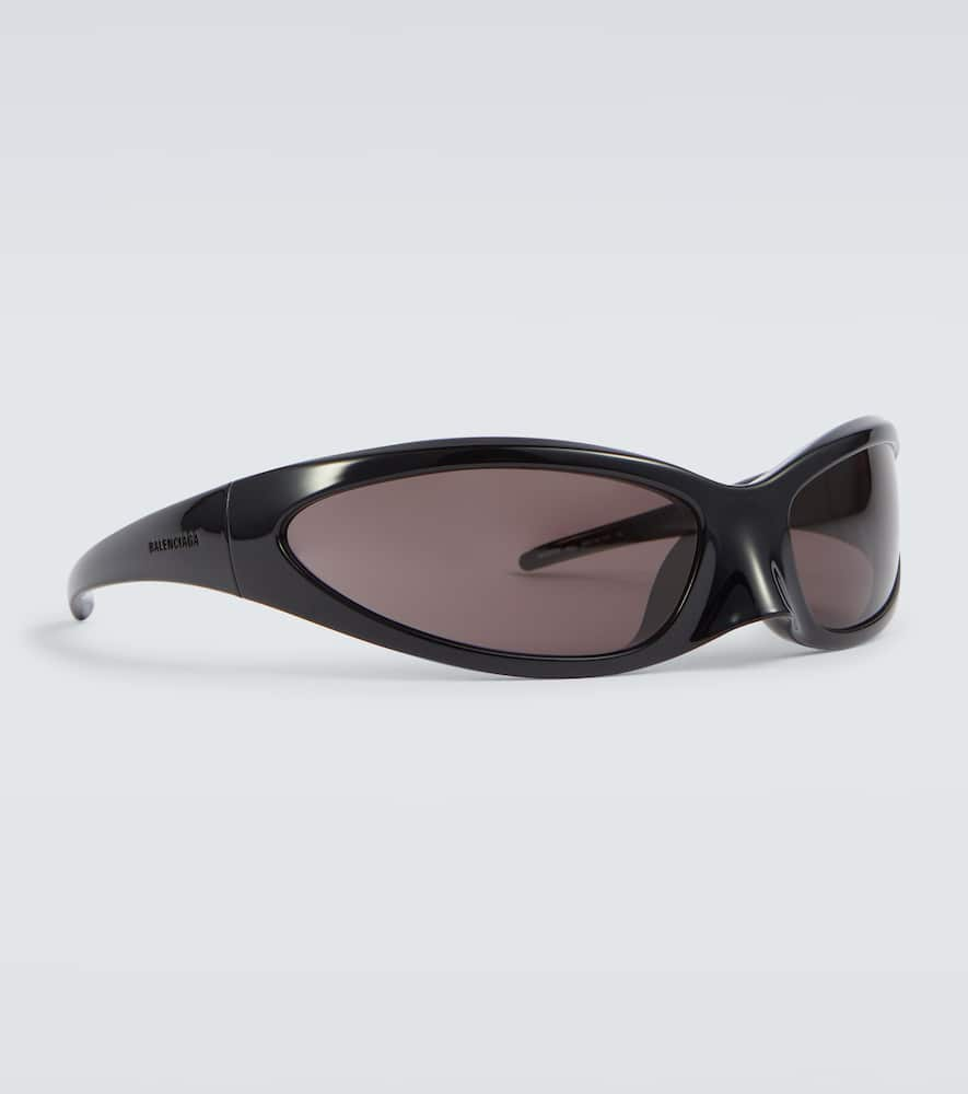 Shop Balenciaga Oval Sunglasses In Shinny Black