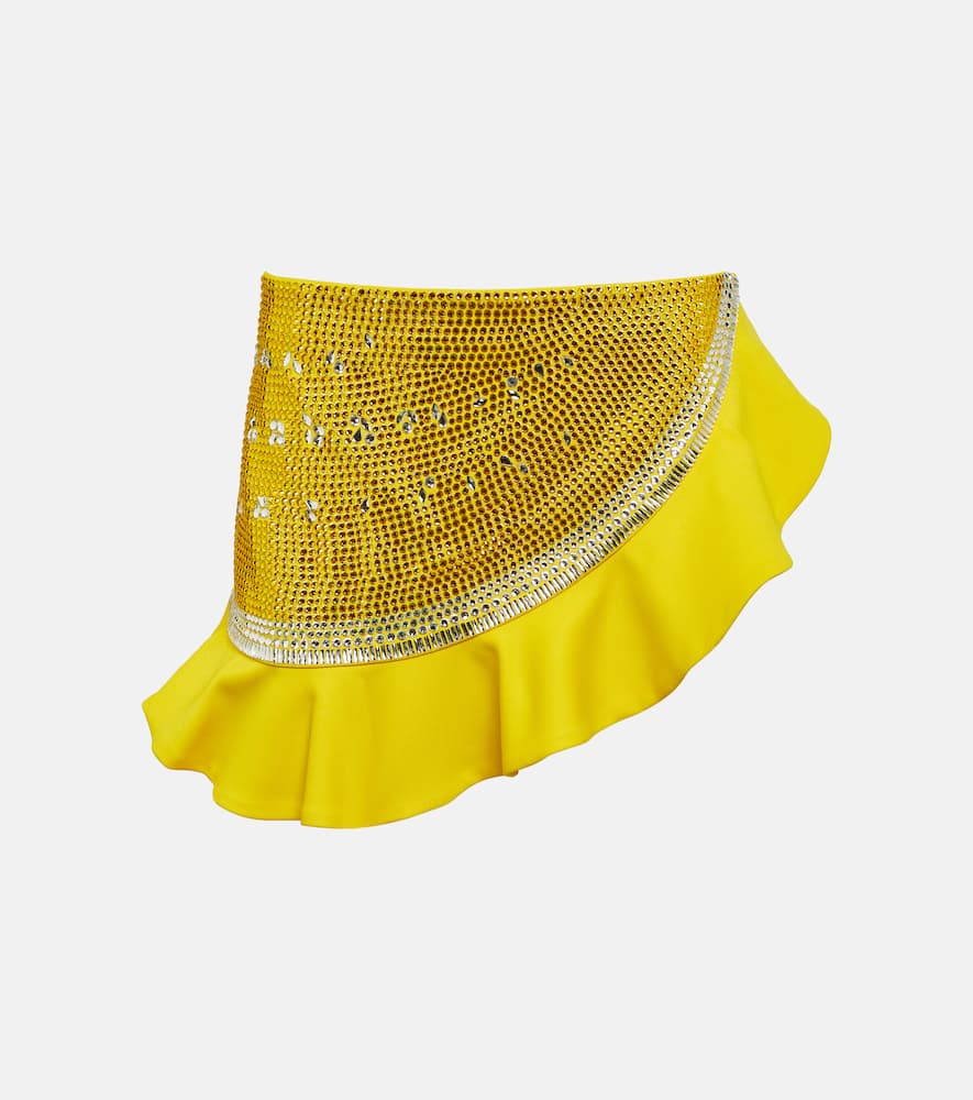 Area Embellished ruffled wool miniskirt