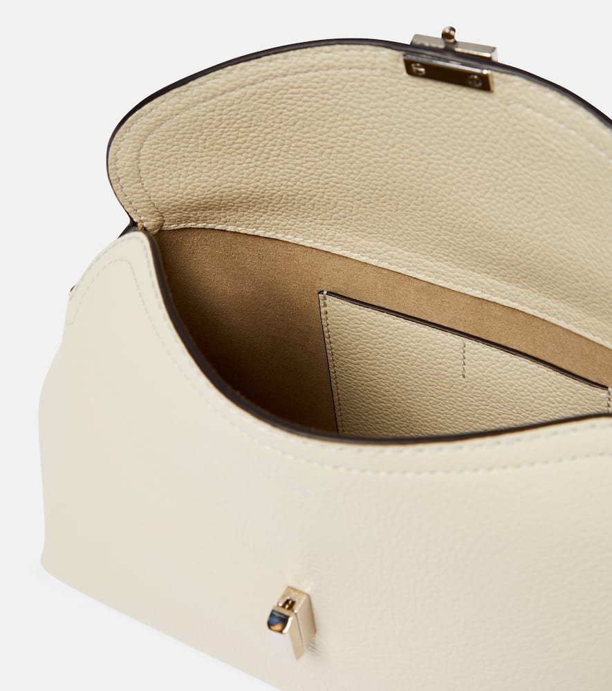 Totême T Lock Small Leather Clutch In White