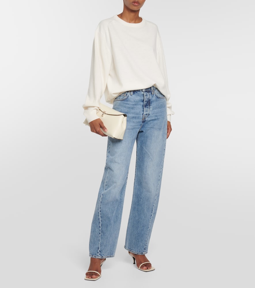 Totême T Lock Small Leather Clutch In White