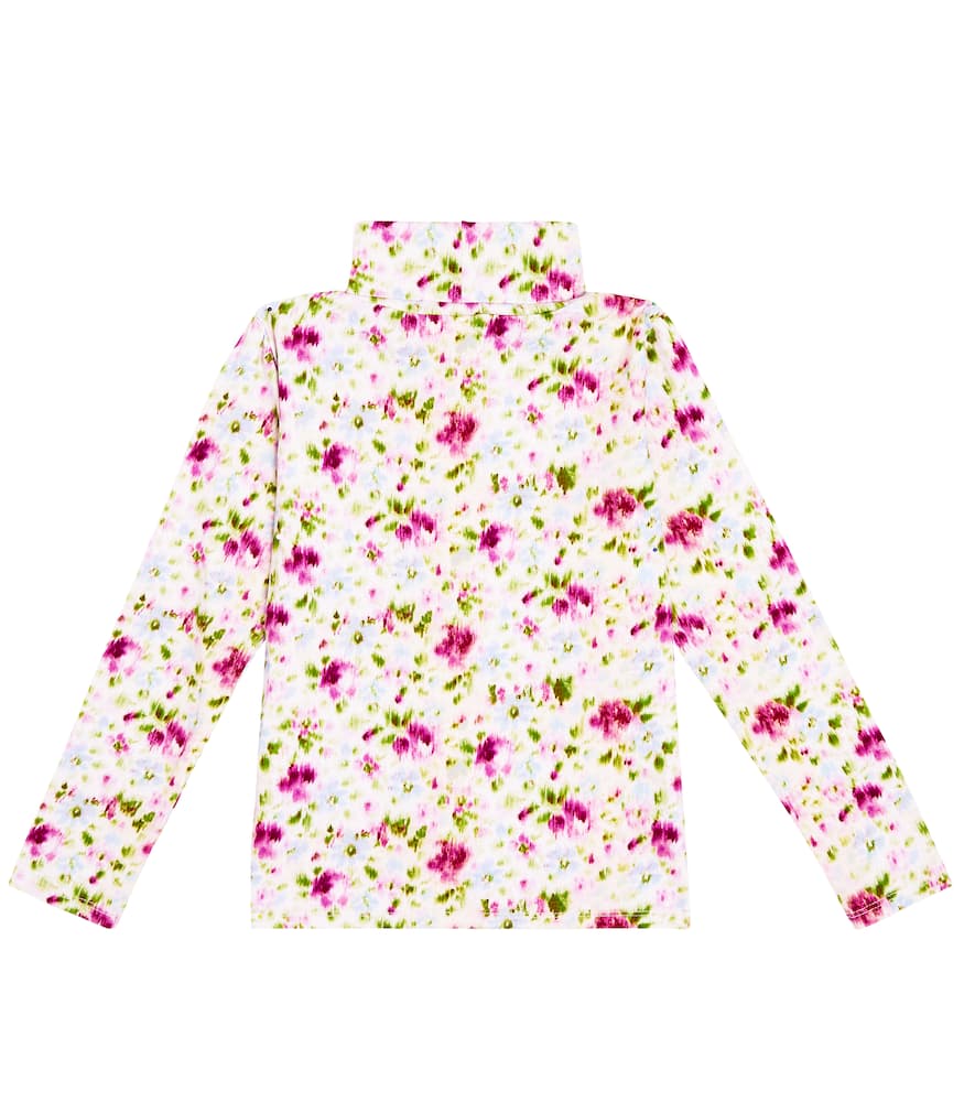 Morley Tyla Floral Cotton-blend Turtleneck Top In Purple