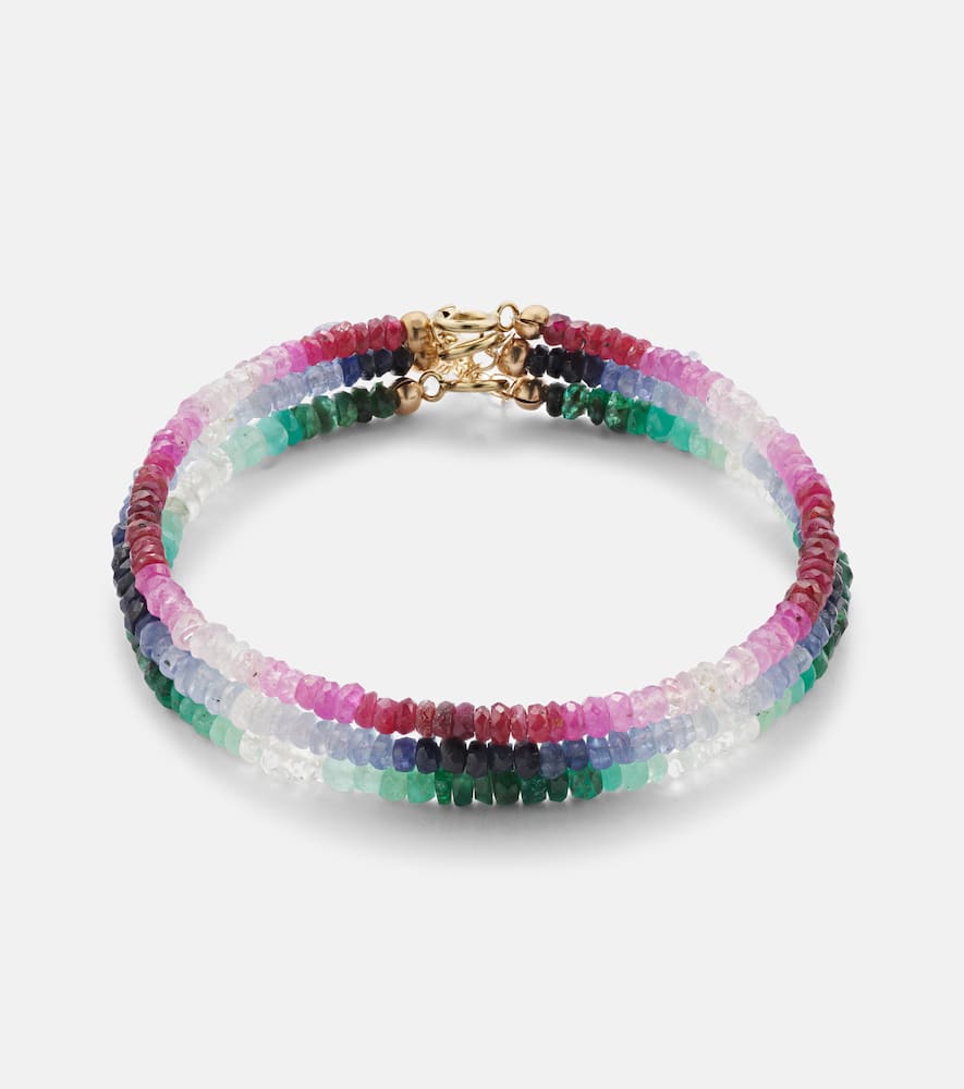 Roxanne First Set of 3 14kt yellow gold bracelets with gemstones