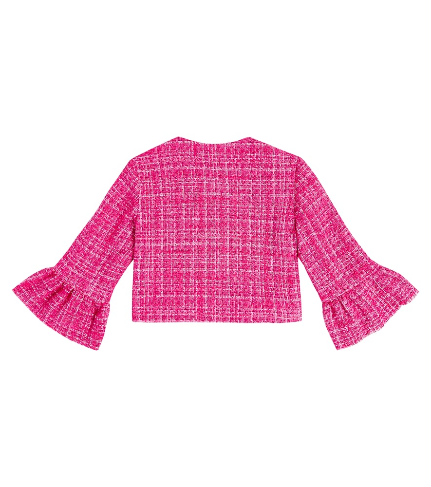 Monnalisa Cotton Blend Bouclé Jacket In Multicoloured