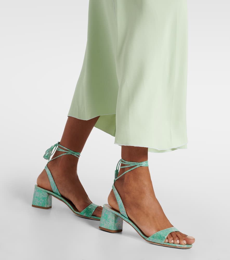 Aquazzura Alu 50 Snake-effect Leather Sandals In Green