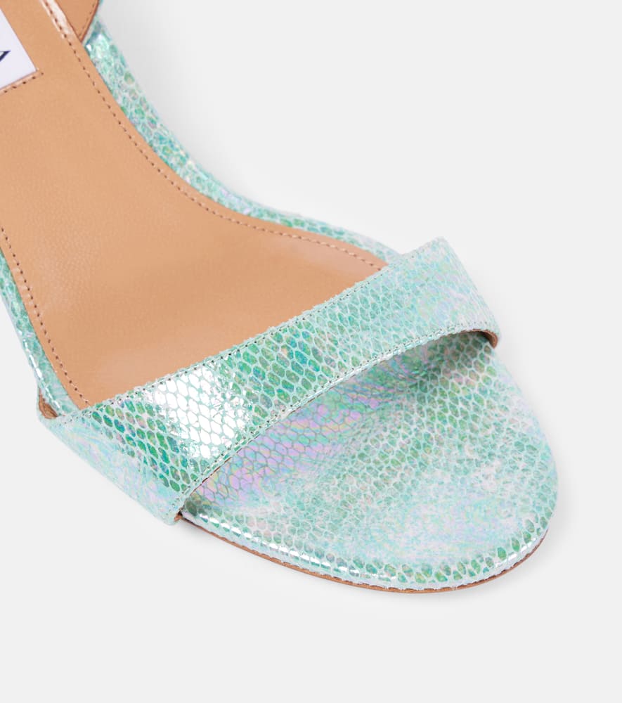 Aquazzura Alu 50 Snake-effect Leather Sandals In Green