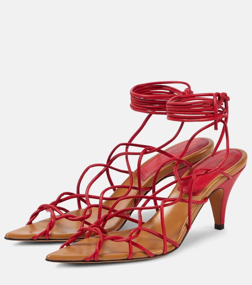 Khaite Arden 75 Leather Sandals In Red