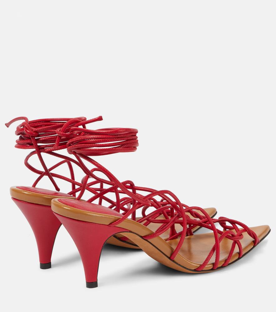 Khaite Arden 75 Leather Sandals In Red