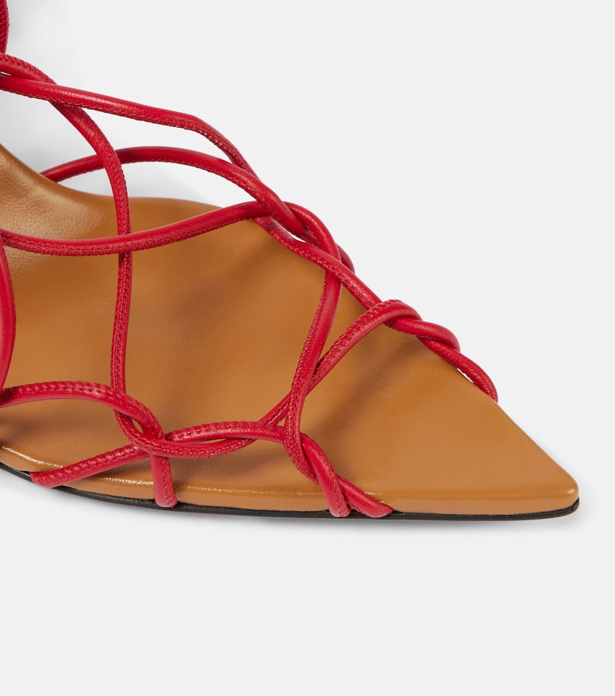 Khaite Arden 75 Leather Sandals In Red