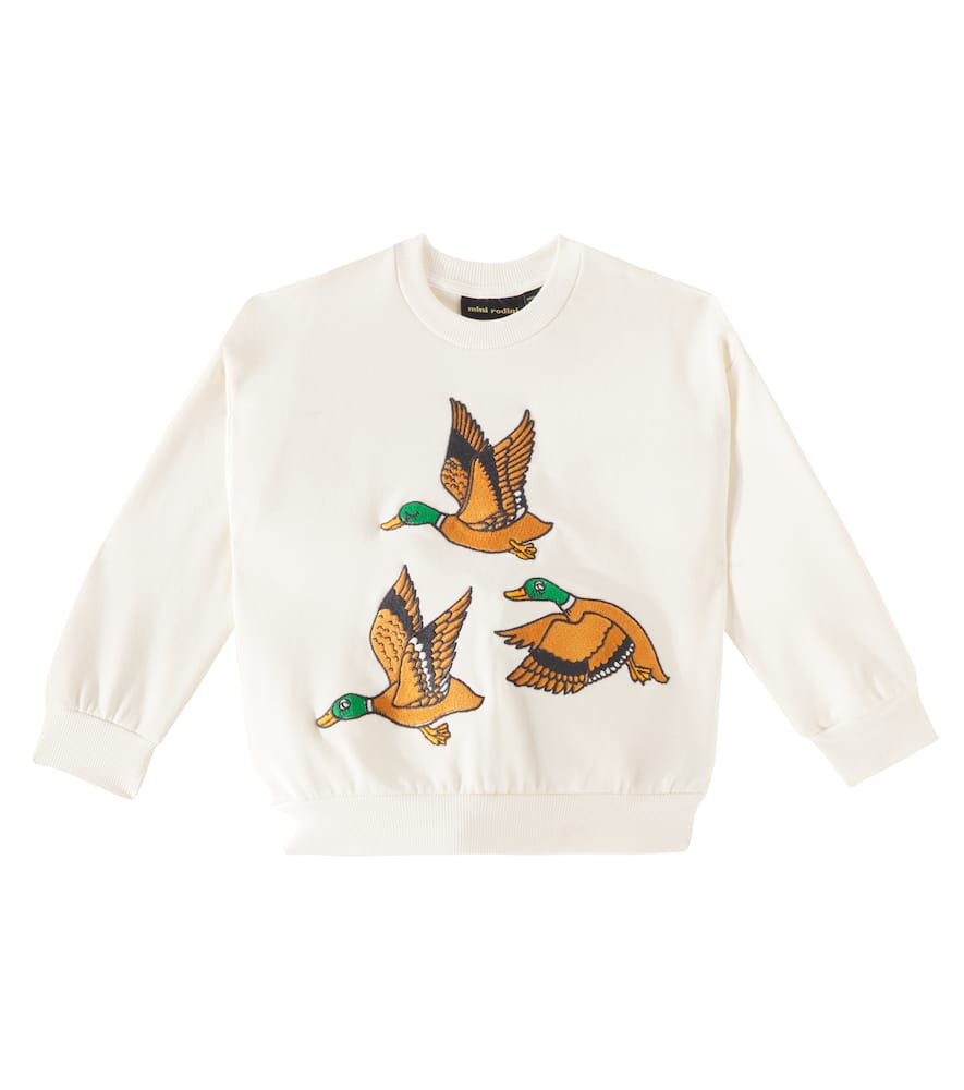 Mini Rodini Kids' Ducks Cotton Jersey Sweatshirt In White ModeSens