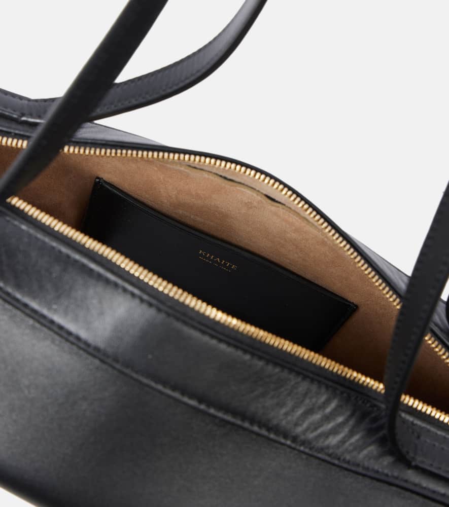 Shop Khaite Simona Leather Shoulder Bag In Black