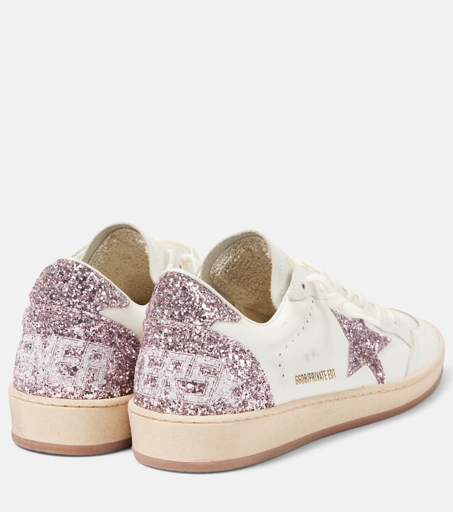 Golden Goose Ball Star Glitter Leather Sneakers In White