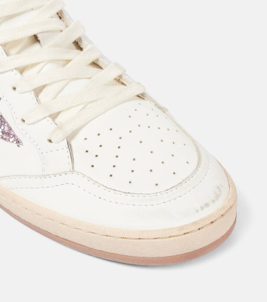 Golden Goose Ball Star Glitter Leather Sneakers In White
