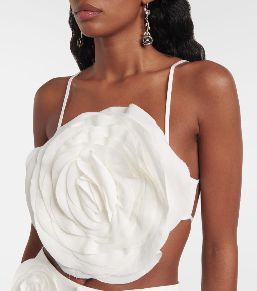 Blumarine Layered Floral Top Adjustable Straps In White