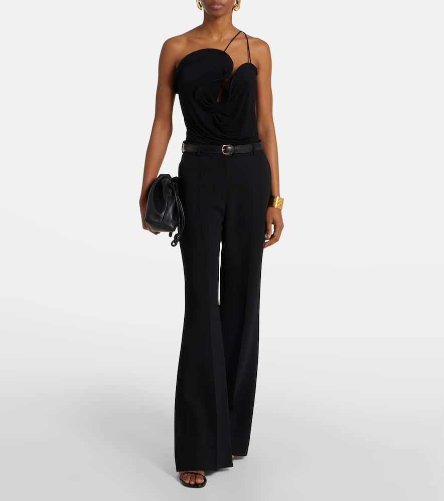 Christopher Esber Wave Coil Sculpted One-shoulder Top In Black