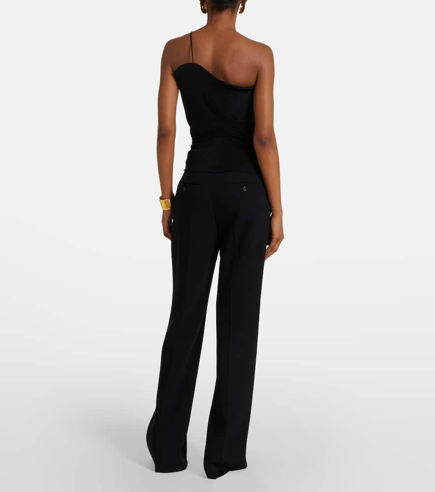 Christopher Esber Wave Coil Sculpted One-shoulder Top In Black