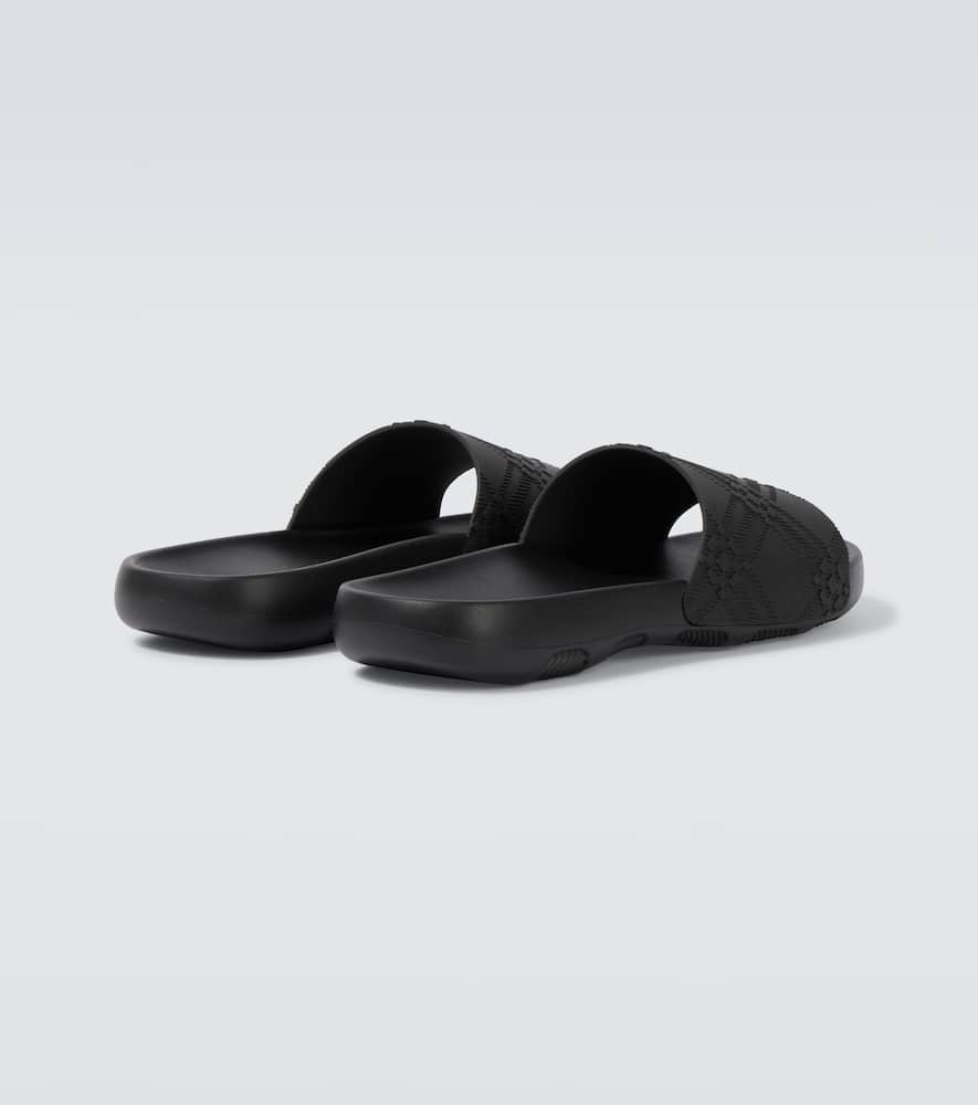 Burberry Textured Strap Black Mules With Cushioned Footbed In Black