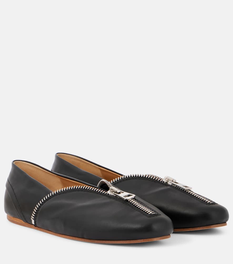 Biker leather ballet flats