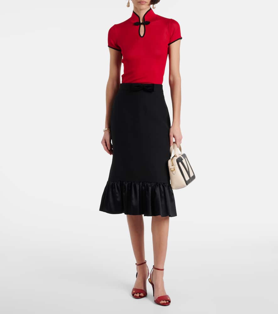 Valentino Black Crepe Couture Skirt In Black
