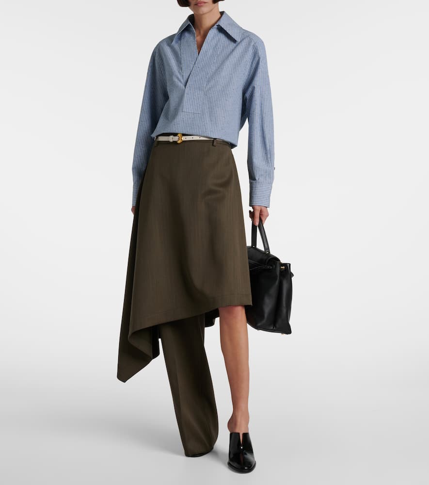 Bottega Veneta Wool Chevron Asymmetric Pantaskirt In Black