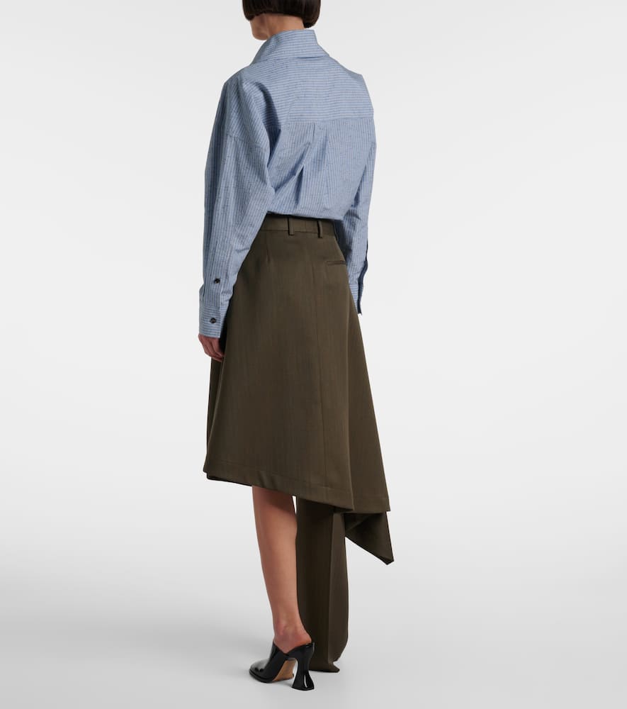 Bottega Veneta Wool Chevron Asymmetric Pantaskirt In Black