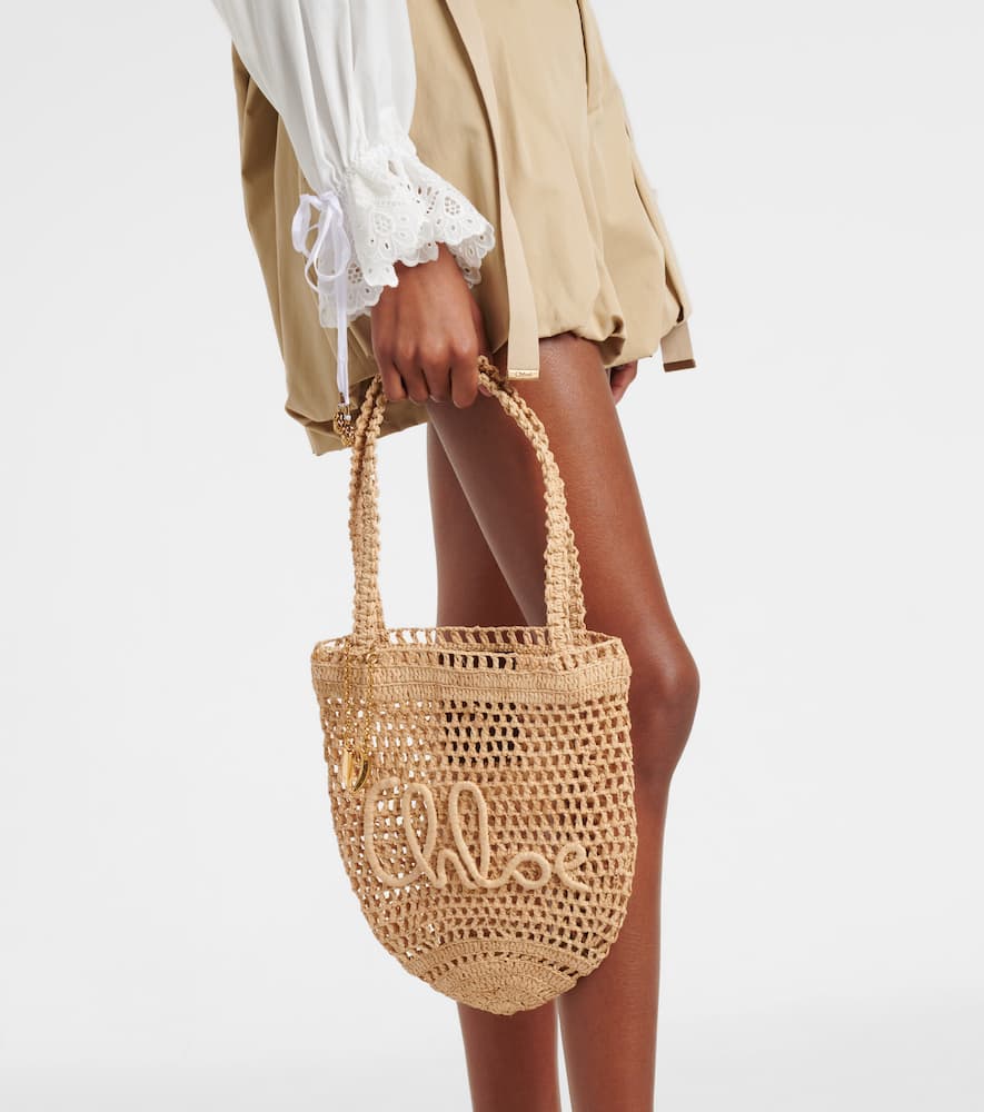 Chloé Chloe Summer Banana Logo Raffia Tote
