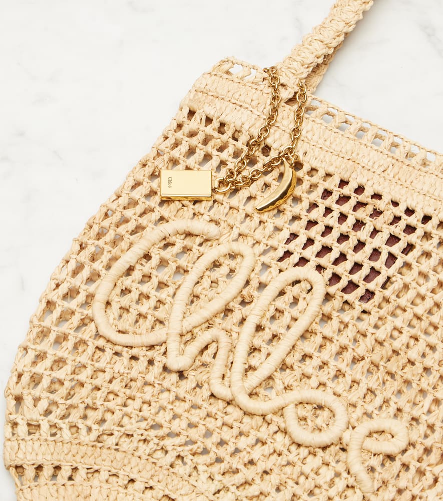Chloé Chloe Summer Banana Logo Raffia Tote