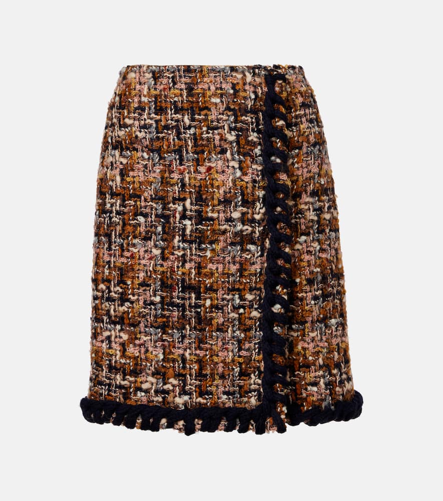 Etro Wool, Mohair, And Cotton-blend Miniskirt In Brown