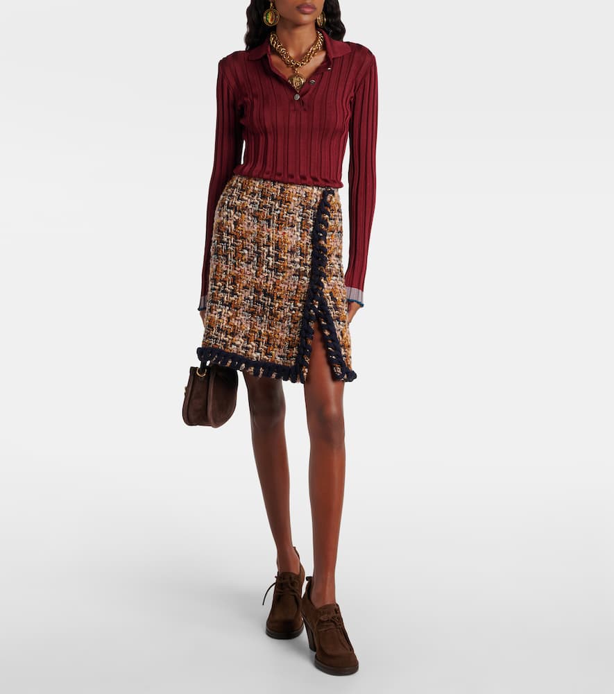 Etro Wool, Mohair, And Cotton-blend Miniskirt In Brown