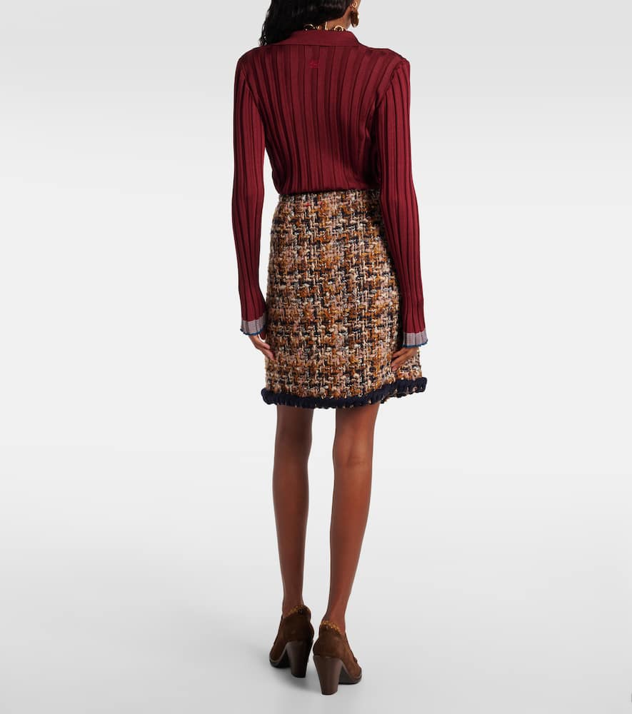 Etro Wool, Mohair, And Cotton-blend Miniskirt In Brown
