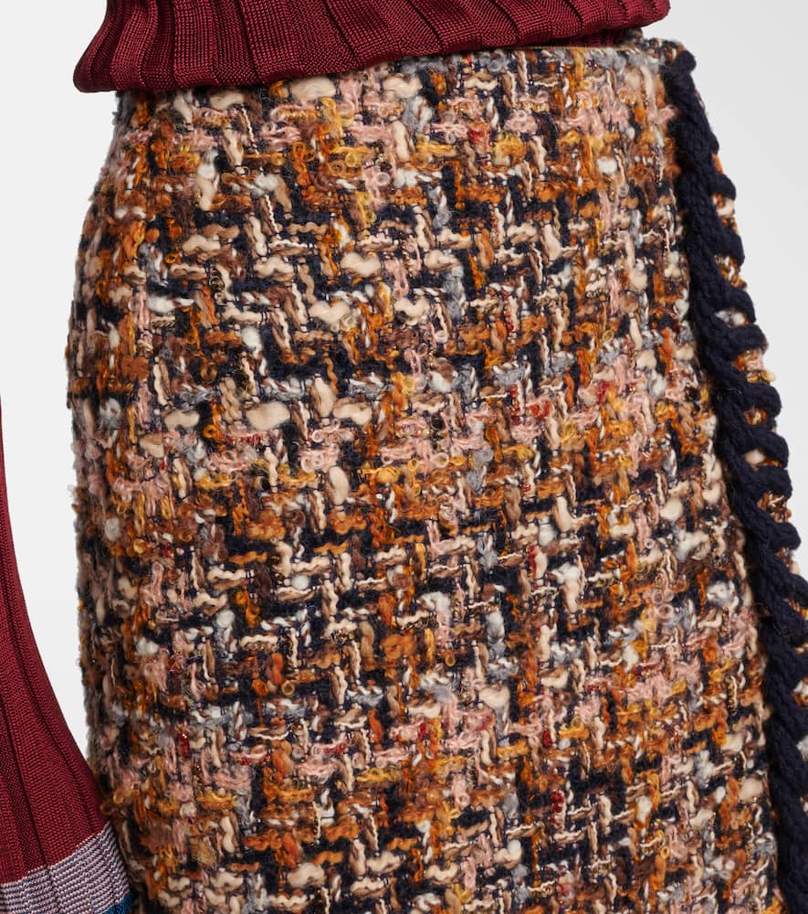 Etro Wool, Mohair, And Cotton-blend Miniskirt In Brown