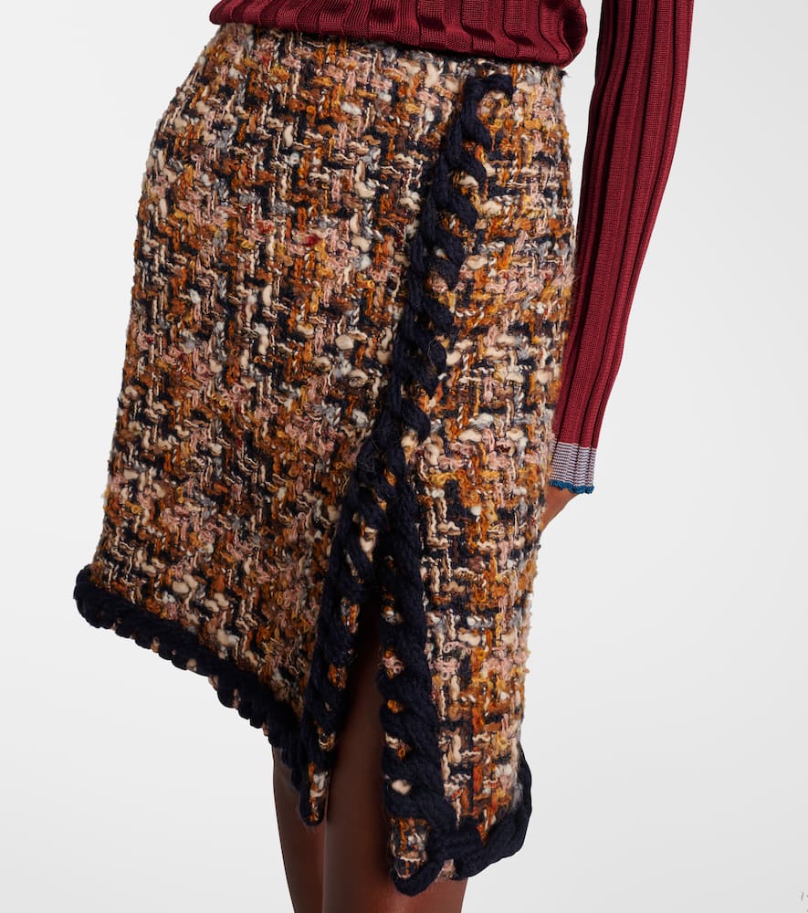 Etro Wool, Mohair, And Cotton-blend Miniskirt In Brown