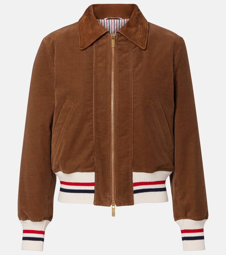 Thom Browne Wale Cotton Corduroy Down Jacket In Brown