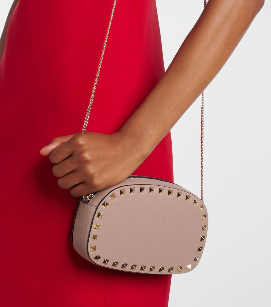 Valentino Rockstud Mini Leather Shoulder Bag In Pink