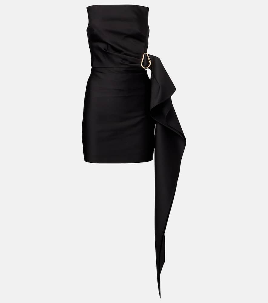 Draped strapless taffeta minidress