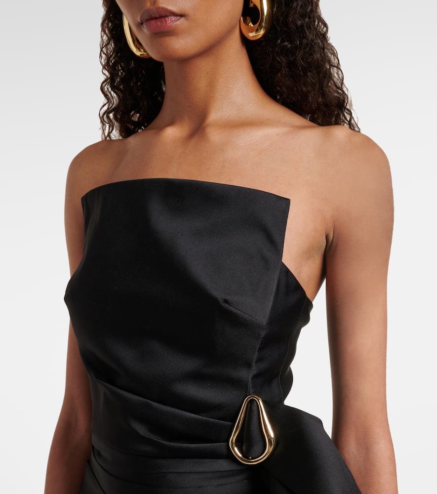 Roland Mouret Draped Strapless Taffeta Minidress