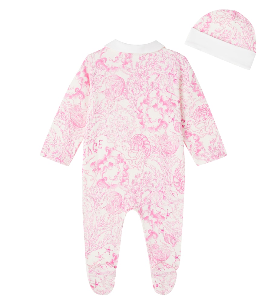 Versace Baby Cotton-blend Onesie And Beanie Gift Set
