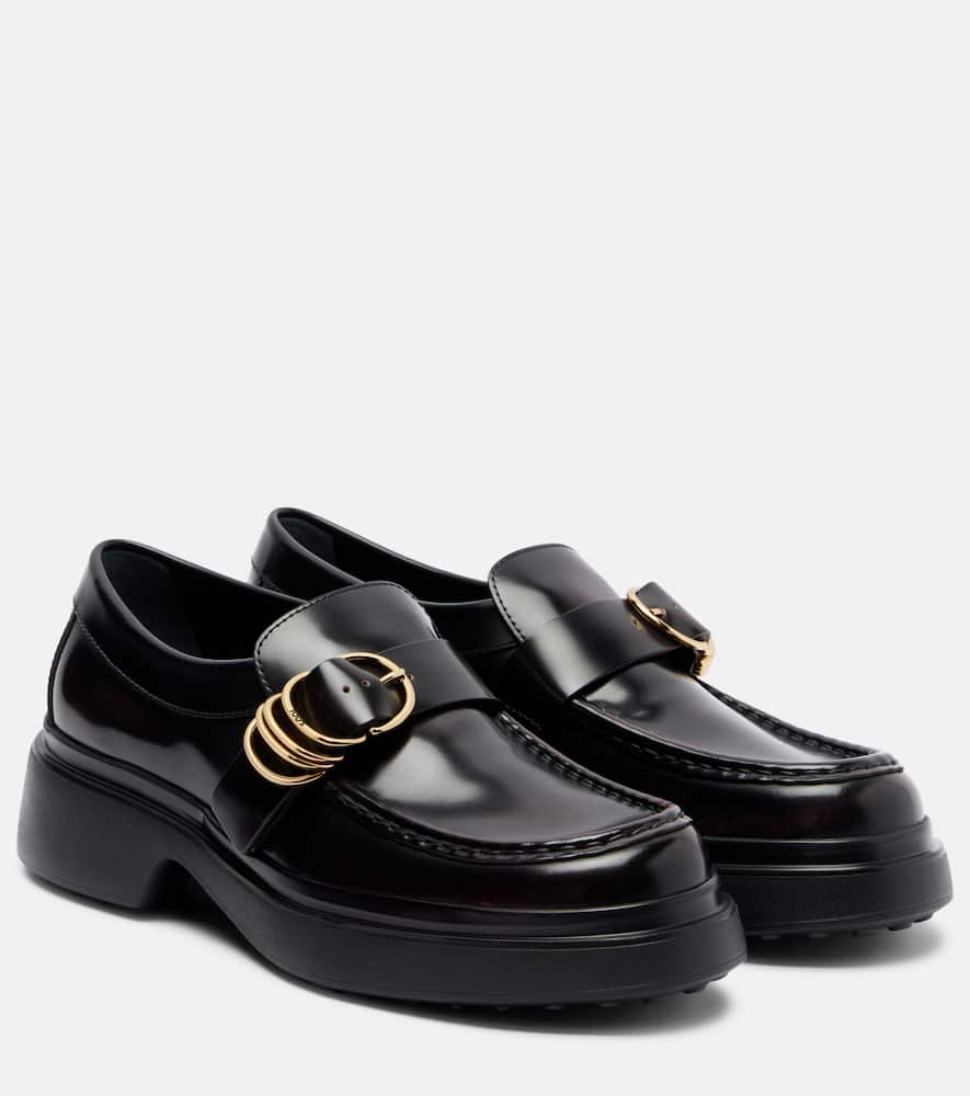 Ring-detail leather loafers