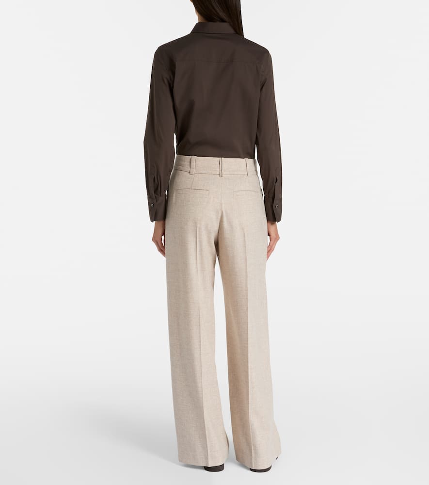 Brunello Cucinelli Belted Wool And Cashmere Wide-leg Pants In Gray