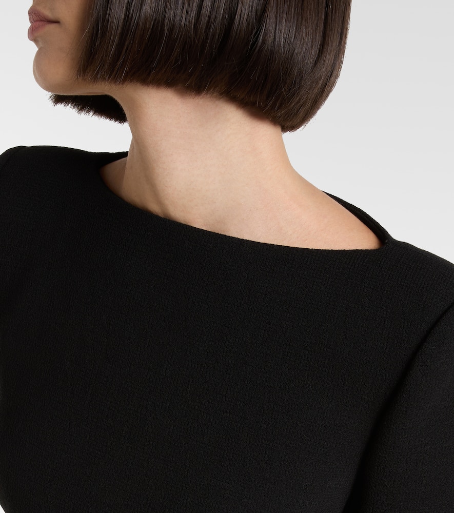 Valentino Shearling-trimmed Virgin Wool Minidress In Black