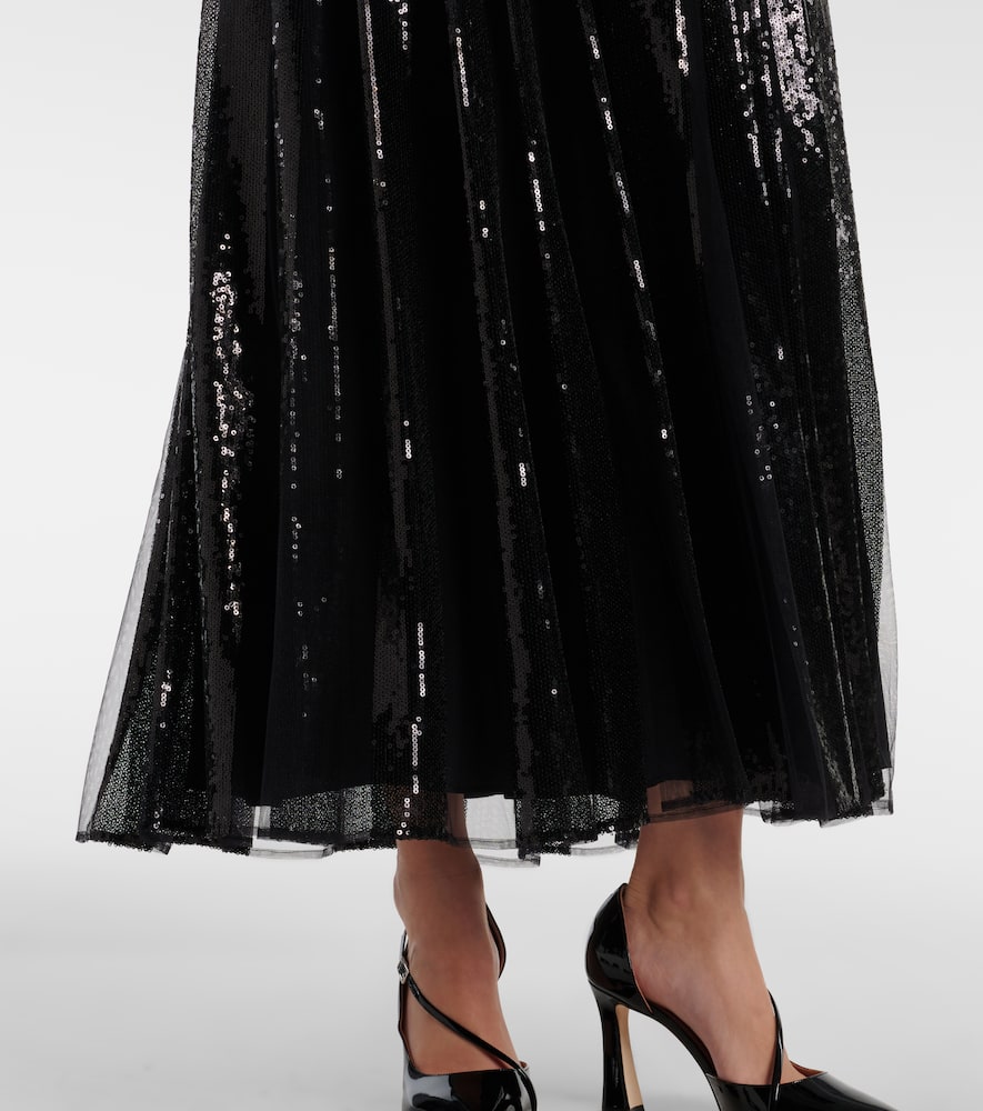 Elie Saab Sequined Tulle Maxi Dress In Gold