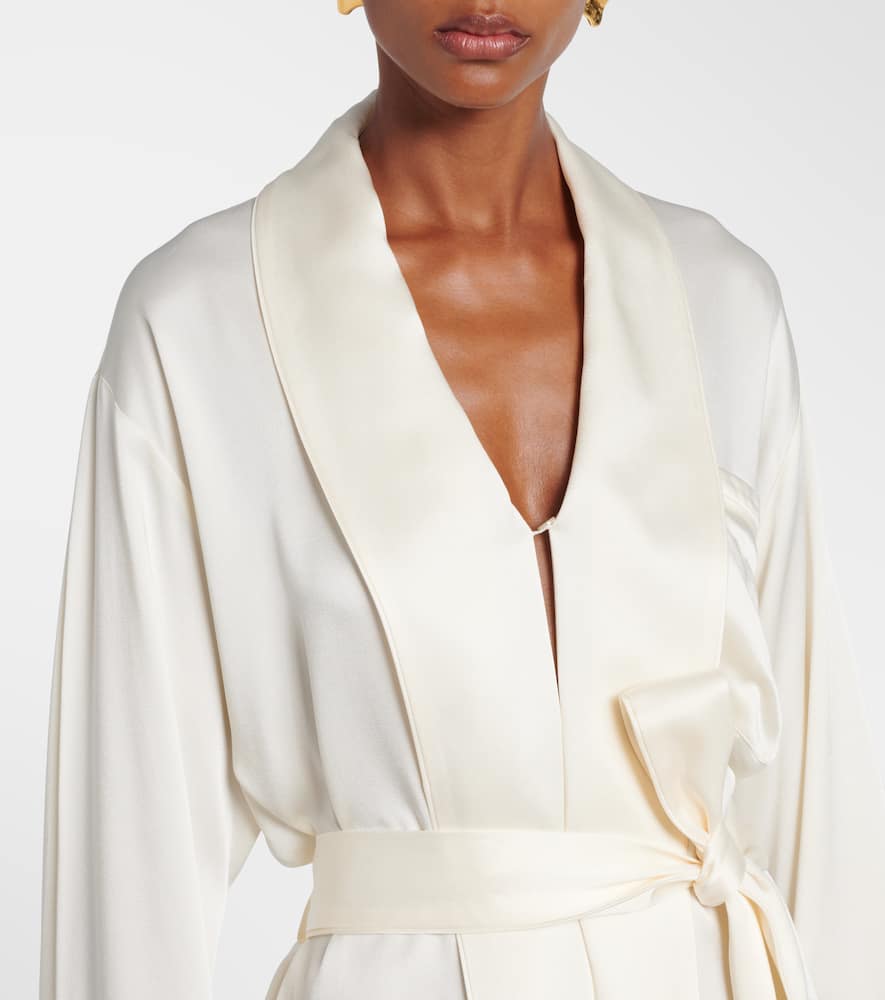 Victoria Beckham Belted Crepe De Chine Blouse In White