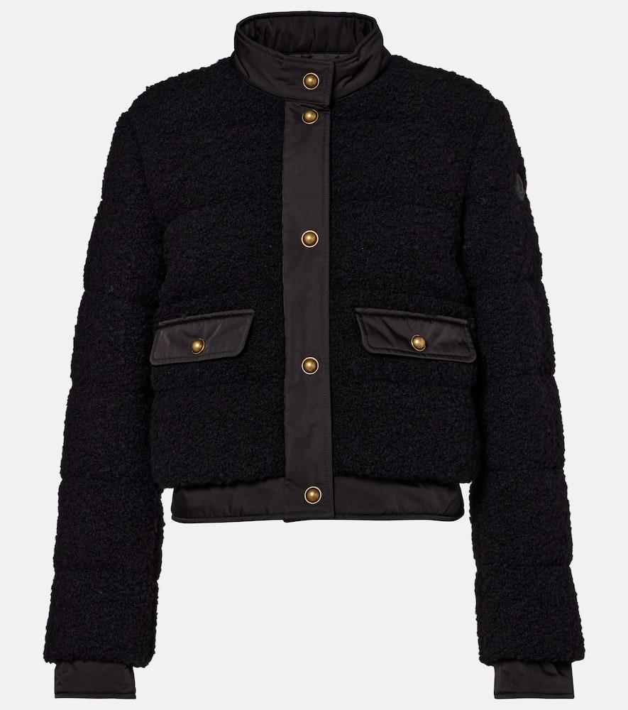 Moncler Blandy Tweed Short Down Jacket In Black
