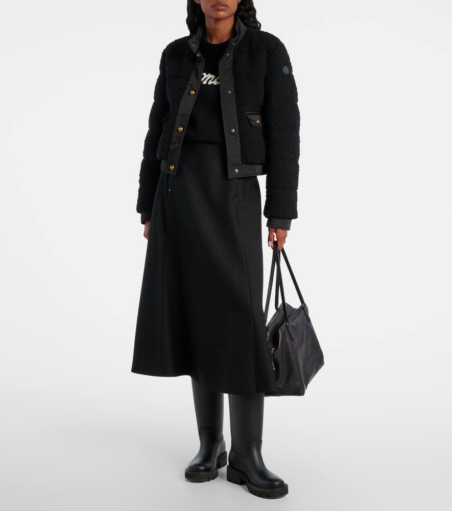 Moncler Blandy Tweed Short Down Jacket In Black